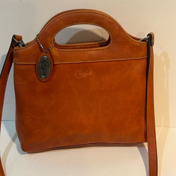 Vintage Y2K Candie’s Orange Faux Leather Crossbody Shoulder Bag Top Handle - Picture 3 of 12